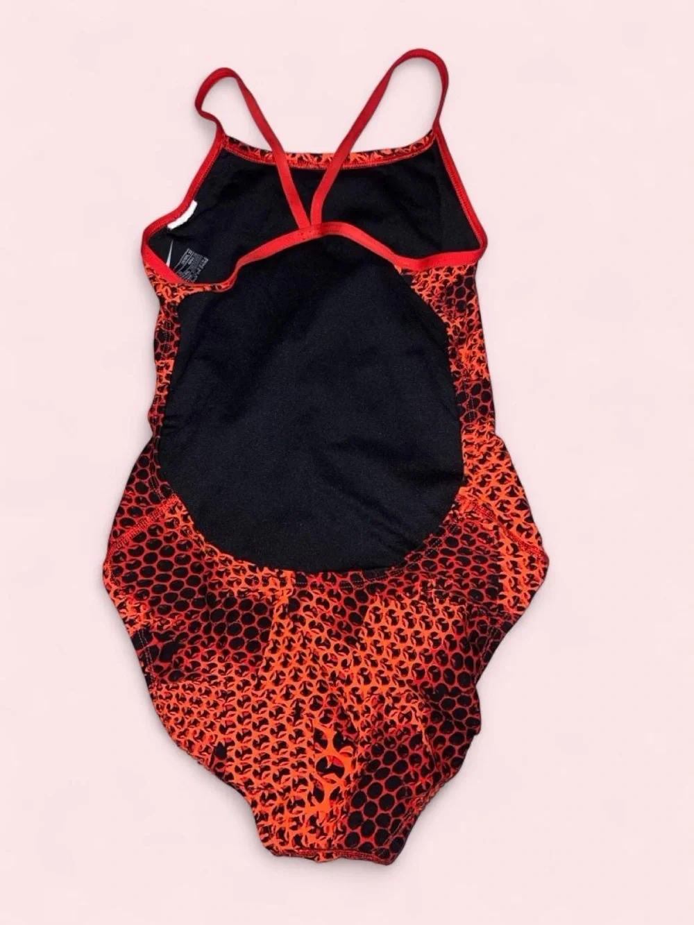 Nike Kids Red and Black Patterned One-Piece Swimsuit